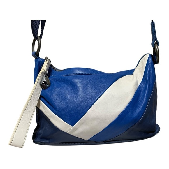 Splendid Blue and White Leather Color Block Crossbody Bag - Picture 1 of 6